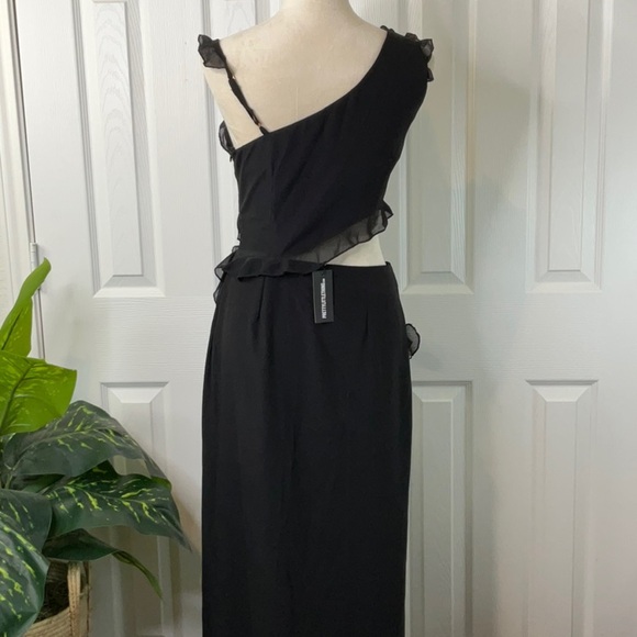 PrettyLittleThing -  NWT Black Chiffon Frill Cut Out Maxi Dress Size 6 - Picture 12 of 16